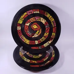 ZODIAC Art Pottery Astrology Snake Unique LARGE DECORATIVE PLATE SET
