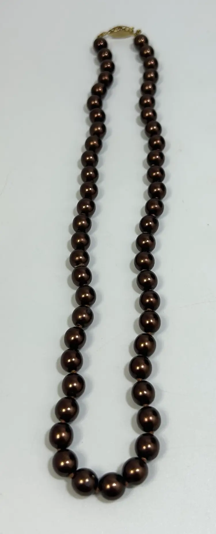 Vintage Brown Plastic Bead Fish Hook Clasp 19"