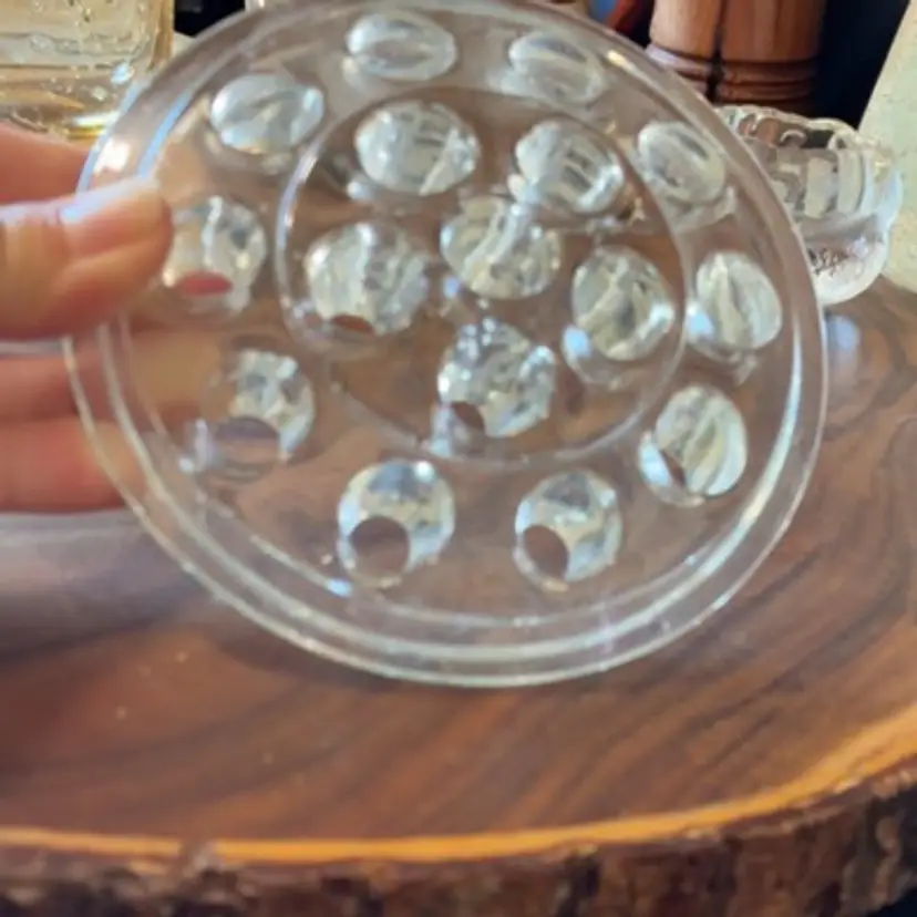 5” Glass Flower Frog Marble Holder