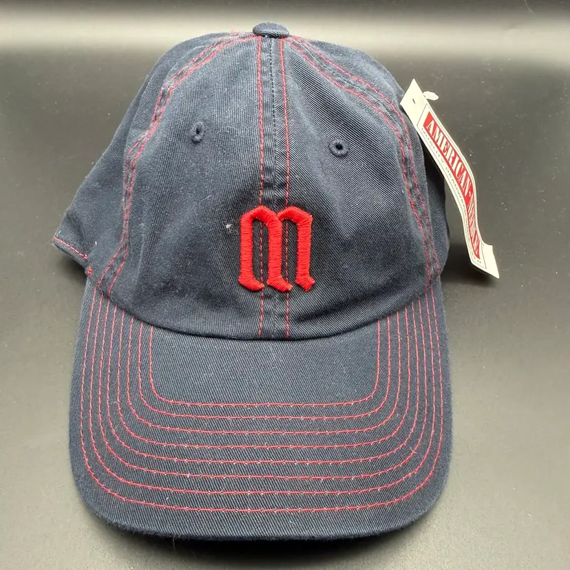 Microsoft Hat Baseball Cap Embroidered Navy Blue Red Strap Back NWT Vintage?