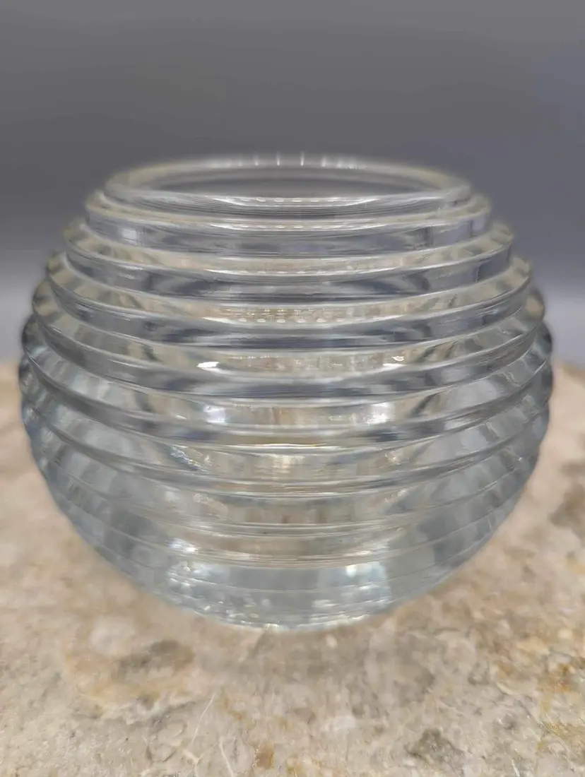 Vtg. Home Interior Ribbed Clear Glass Ball Votive Candle Holder.