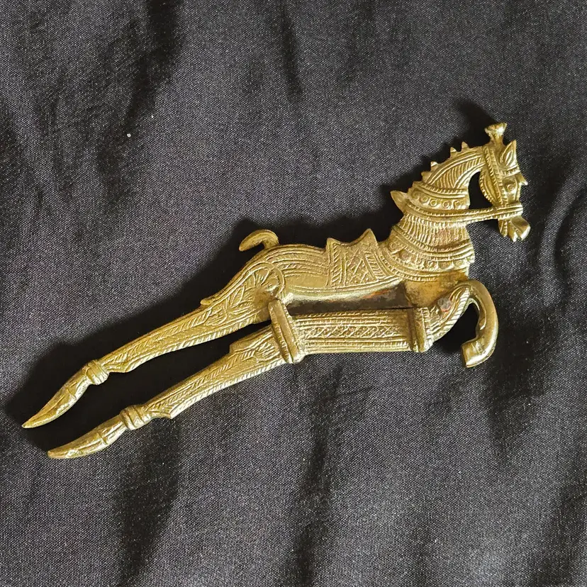 Engraved Brass Horse Cigar Slicer 7¼" Long 3" Tall Unbranded with Condition Issues