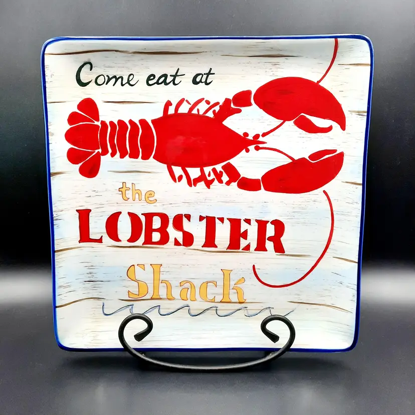 Certified International Lobster Plate "Come Eat At The Lobster Shack" Serving Tray Plate Platter Tracy Flickinger