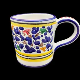 09 - Handpainted Pottery Mug Italy 8 Oz - 3.75”