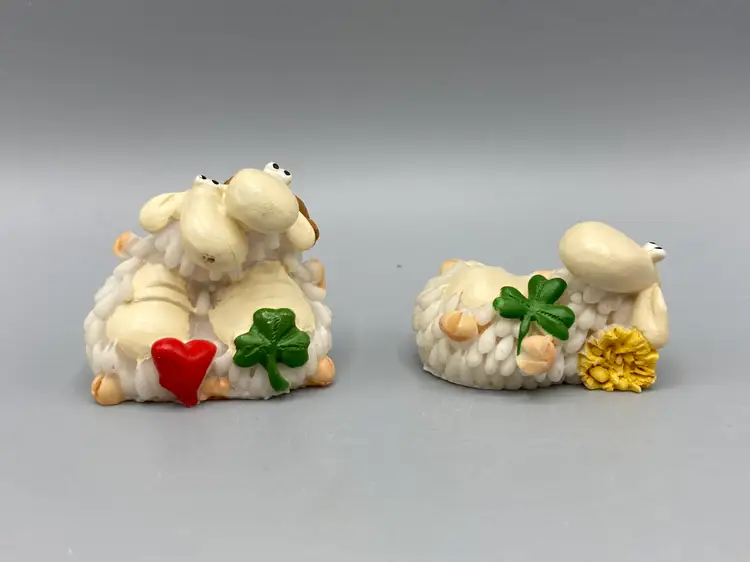 Vintage Paolo Chiari Miniature Sheep & Ram with Heart and Clover