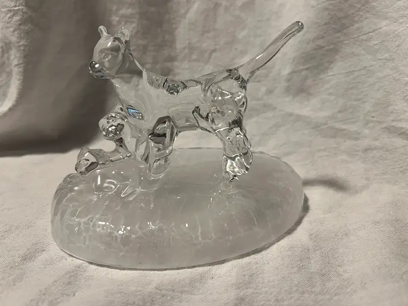 French Crystal Glass Mother with Kittens by Cristal d'Arques