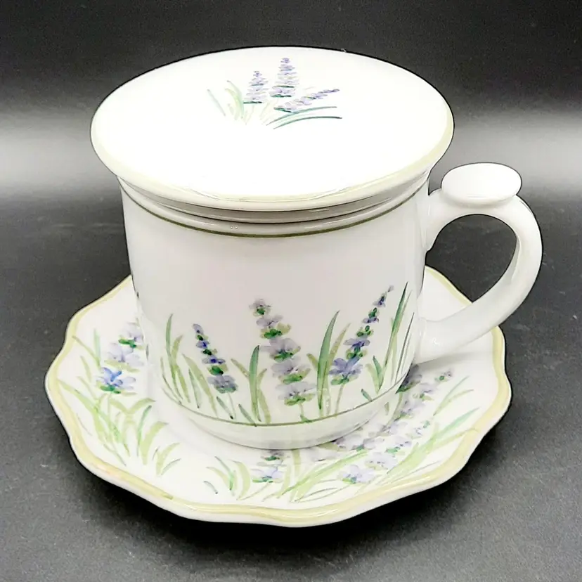 Lavender Floral 4 Piece Teacup Set Andrea by Sadek