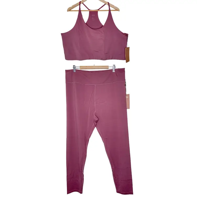 NWT Girlfriend Collective Fig Float Set Cleo Bra & Seamless Leggings Size 6XL