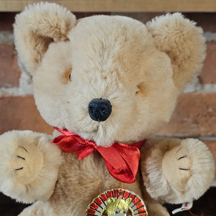 Vintage 1970's Shanghai Dolls Factory S.D.F. Pure Wool Teddy Bear Pier 1 Imports Original Tag