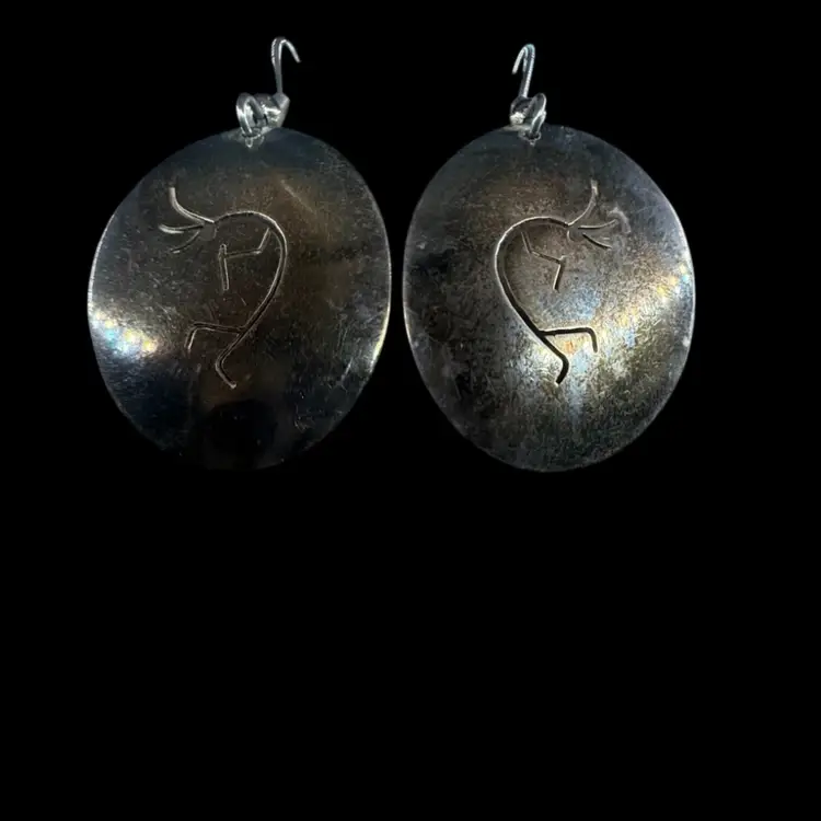 vintage Native American sterling silver Kokopelli dangle earrings