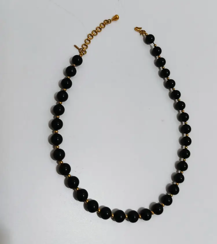 Classic VTG Monet Black & Gold Bead Necklace