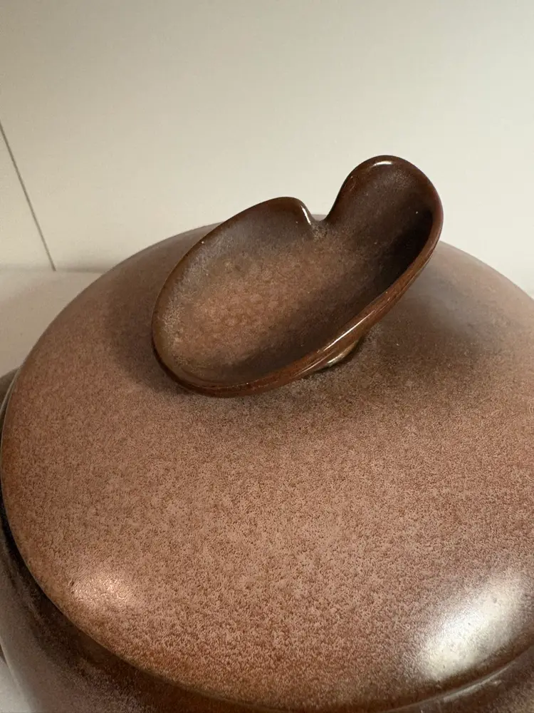 Frankoma Pottery Bean Pot Lid Plainsman BROWN 4V 2 Qt Round Covered Casserole