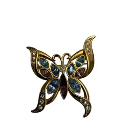 Unmarked Gold-Tone Butterfly Brooch 2” X 1 1/2”
