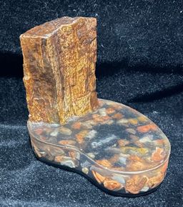 Vtg Fossil Wood Arizona Epoxy Resin Pebble Stone Paper Weight Tourist Gift Shop