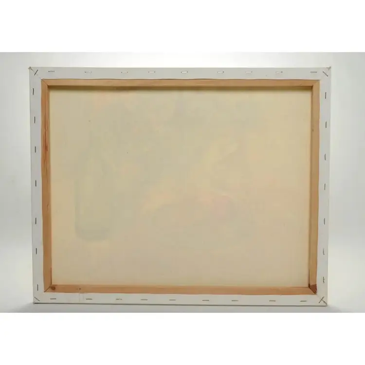 Original Vintage Painting Still Life on Canvas Fruit Bottle & Vase w/Flowers