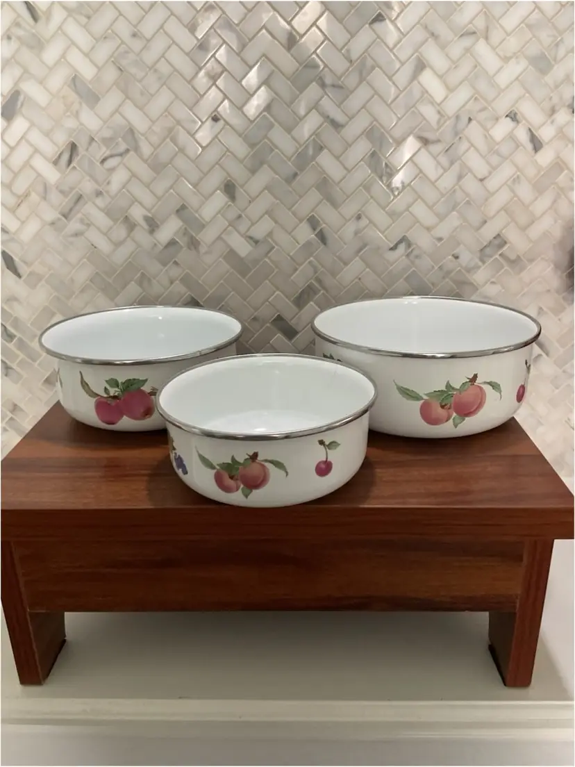 Set Of Enamel Fruit Nesting Bowls