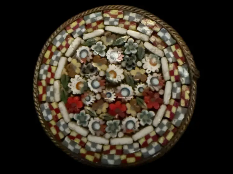 Micro Mosaic Floral Brooch 1”