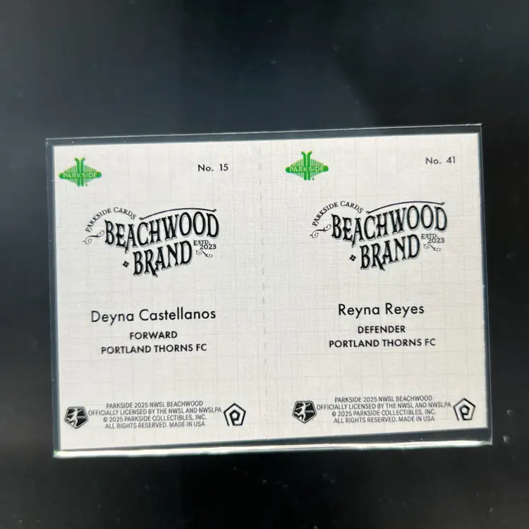 Reyna Reyes & Deyna Castellanos 2025 Parkside Beachwood Brand Beachwood Squared Soccer Card