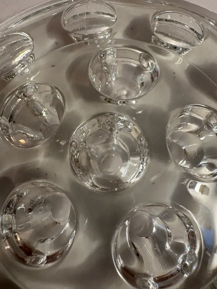 Vintage Glass Flower Frog, 16-Holes