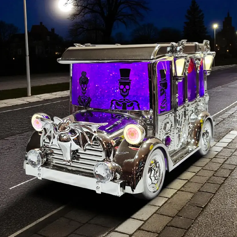 Bath & Body Works Light-Up Hearse Waterglobe 3-Wick Candle Holder AS IS