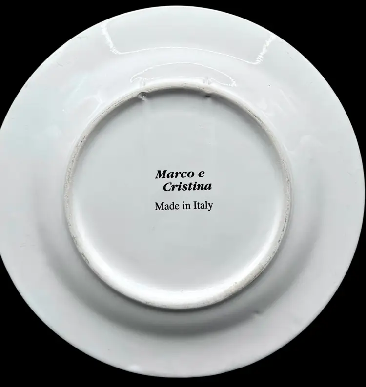 Marco e Cristina Italy Hand Painted Pottery Plate Wall Hanging Garden Gate 8.5”