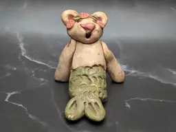 Folk Art Handmade Hand Painted Polymer Clay THE ENCHANTED REALM by PAT LANE DIAZ Wausau, WI Mermaid Mouse