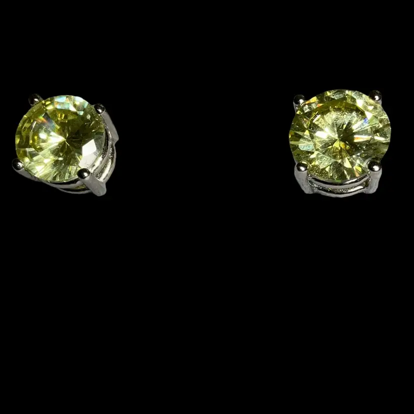 .925 Sterling Yellow Tourmaline Post Back Earrings