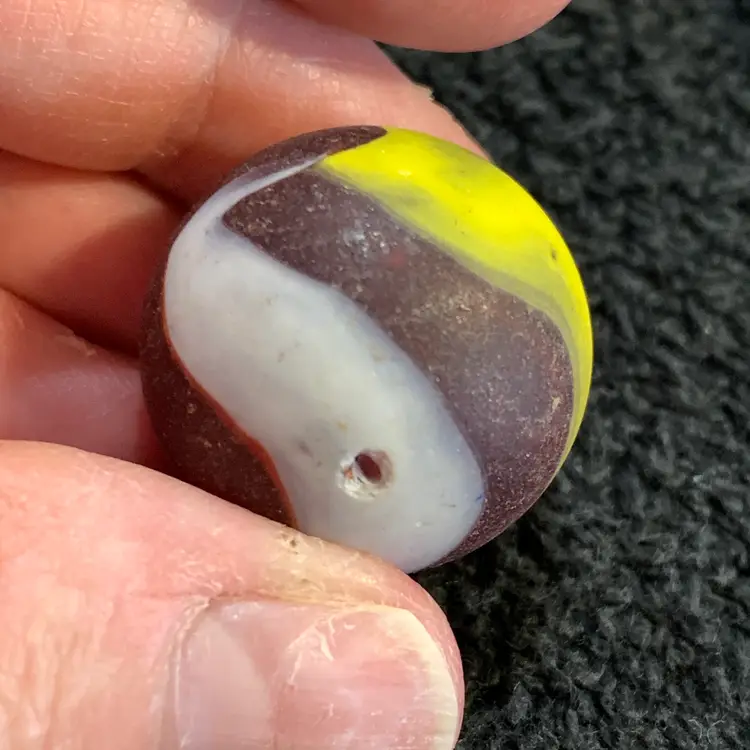 Red w/Yellow & White Swirl Glass Marble 1-Inch #2