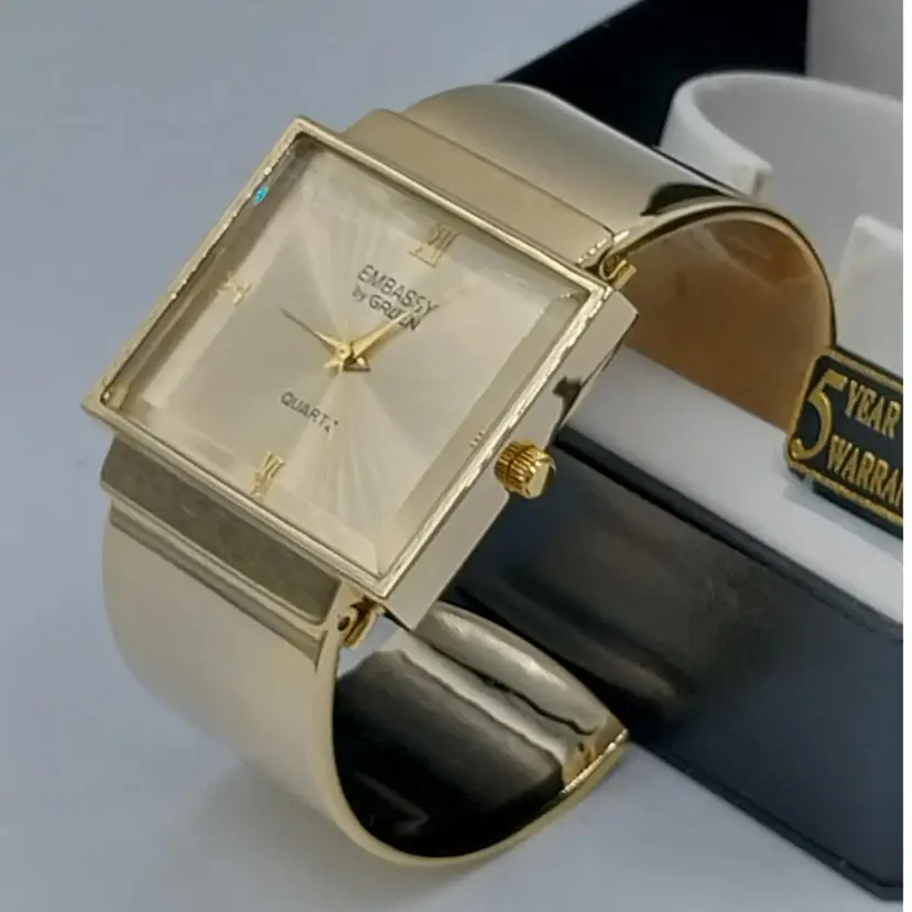 Vintage, RARE, Embassy by Gruen for DressBarn, Women's Gold Tone Cuff Watch. NEW IN BOX!