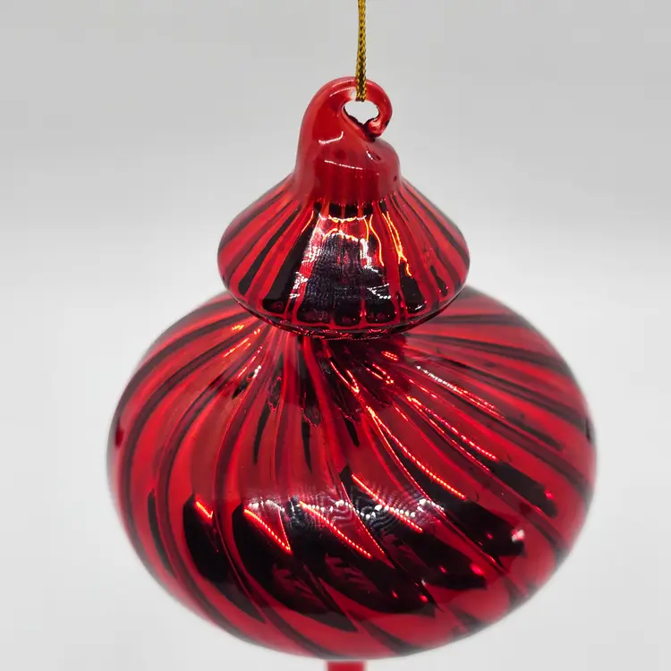 Handblown Glass Ruby Red Finial Holiday Ornament
