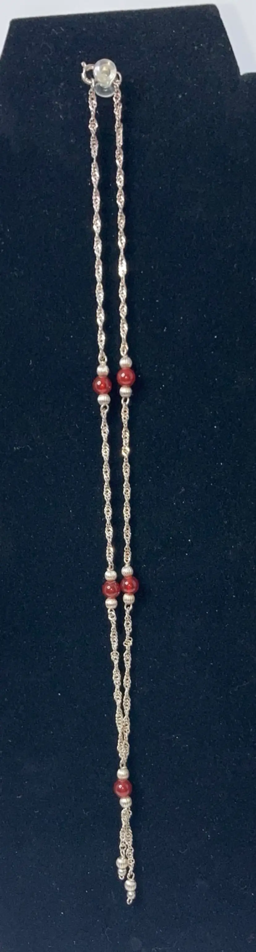 Vintage Sterling Silver Necklace 18” Chain With Garnets! Italy 925! Both Stamped And Acid Tested!