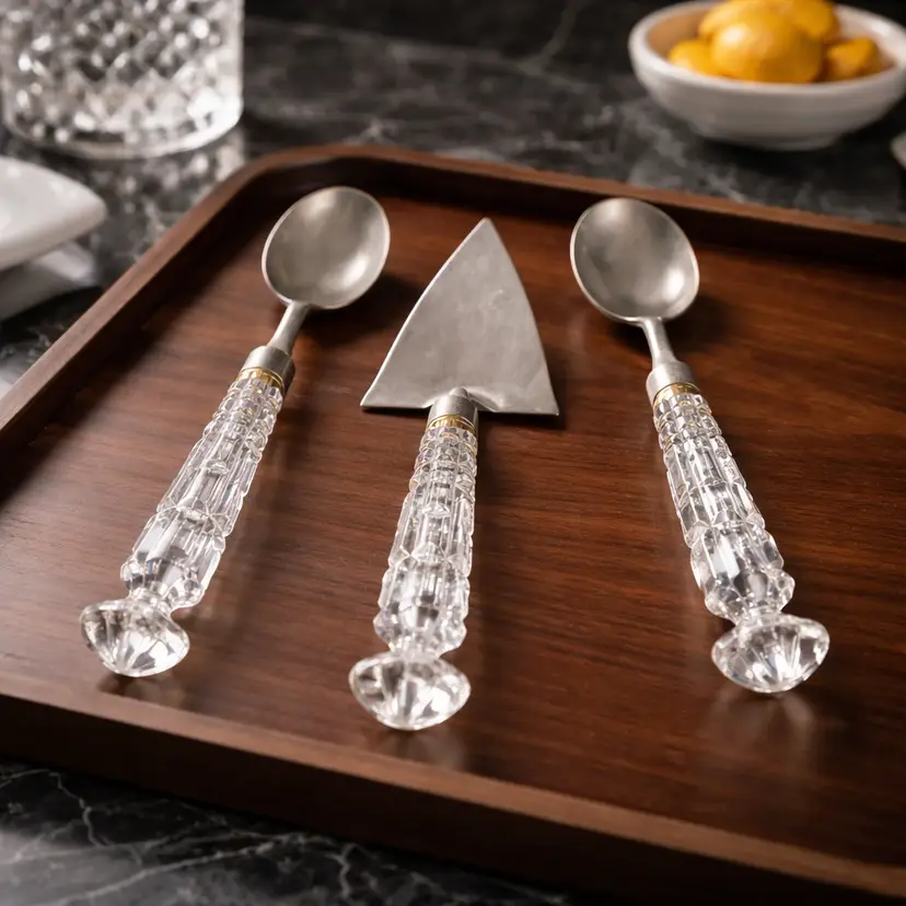 Silverplated and Crystal Serving Utensils, Shannon Crystal by Godinger Versaille