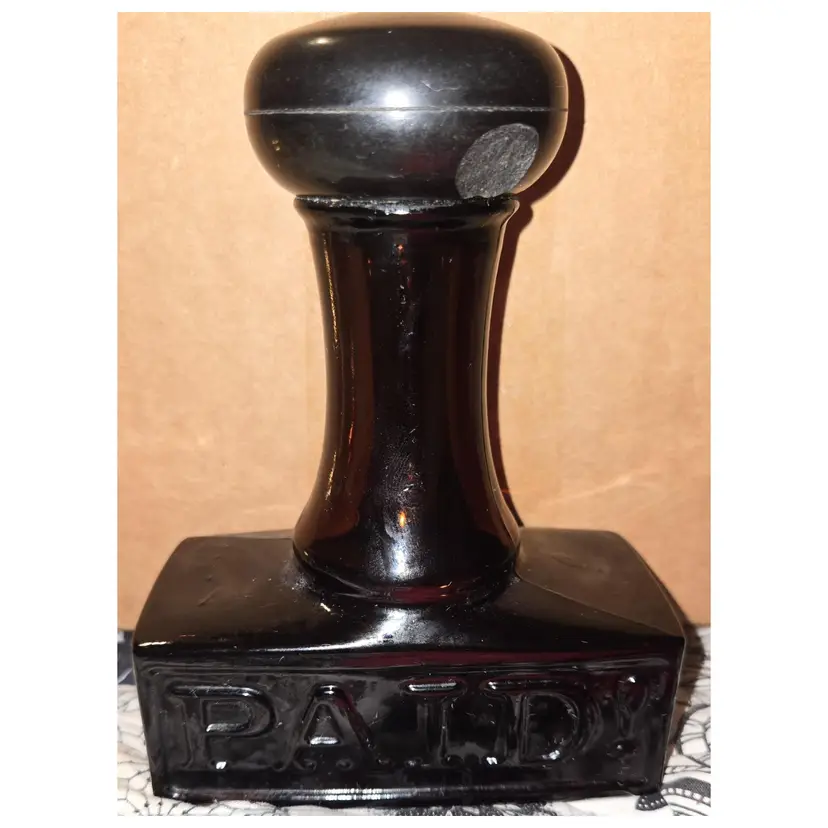 Vintage AVON PAID Stamp Decanter Glass Bottle Spicy After Shave 4 FL. OZ.  Partially Full