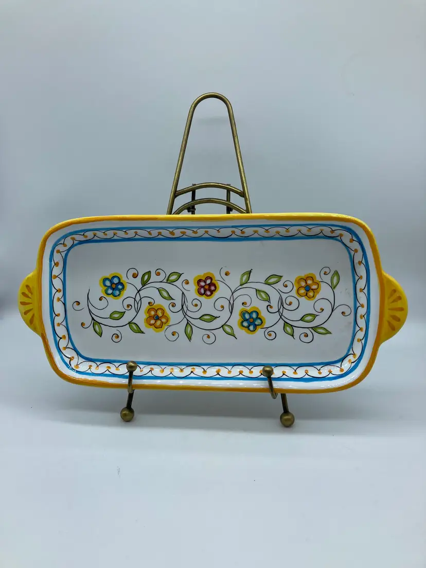 Fima Deruta Italy Yellow Pottery Tray