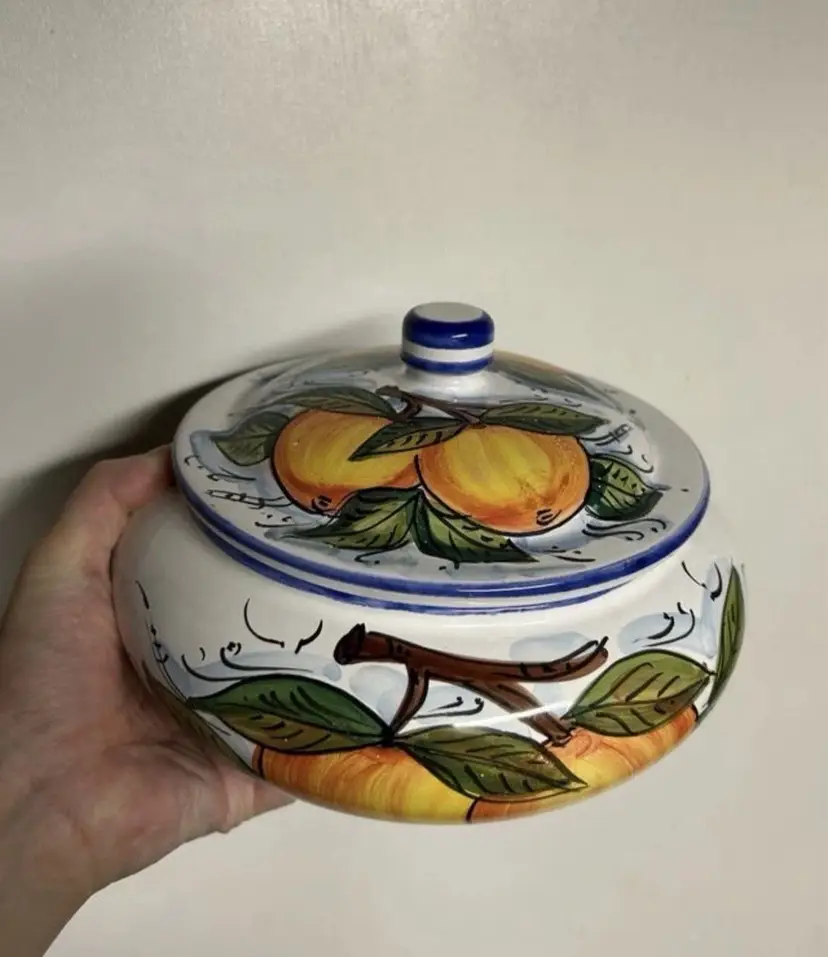 Handmade Italian Pottery Dish With Lid