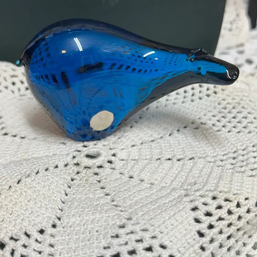 Vintage Cobalt Blue Glass Paperweight Polar bear