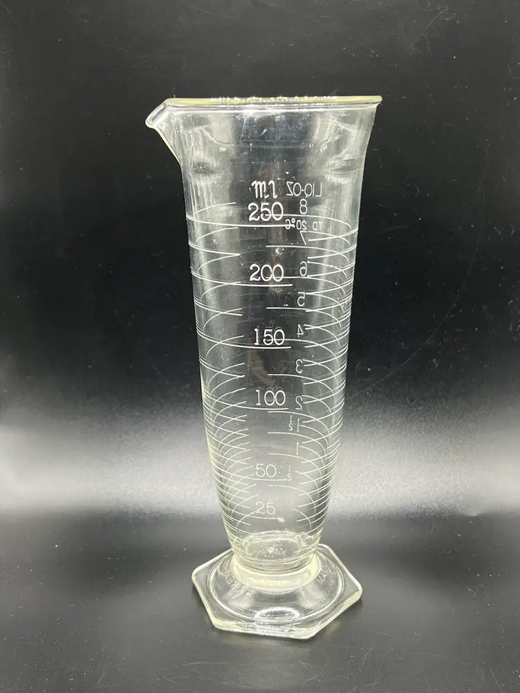 VTG Pyrex Etched 8oz/250ml Glass Hexagon Footed Apothecary Beaker