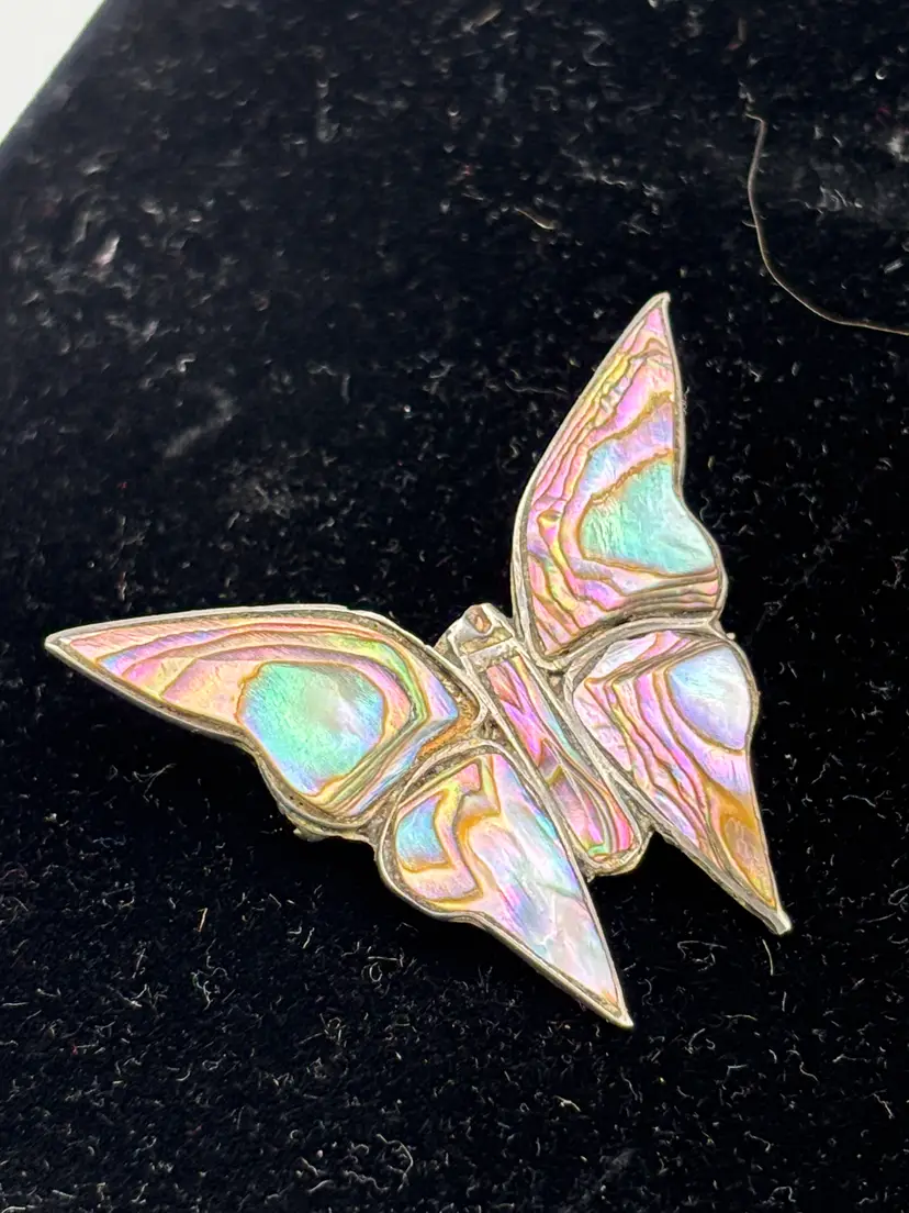 Vintage Sterling Abalone Butterfly brooch