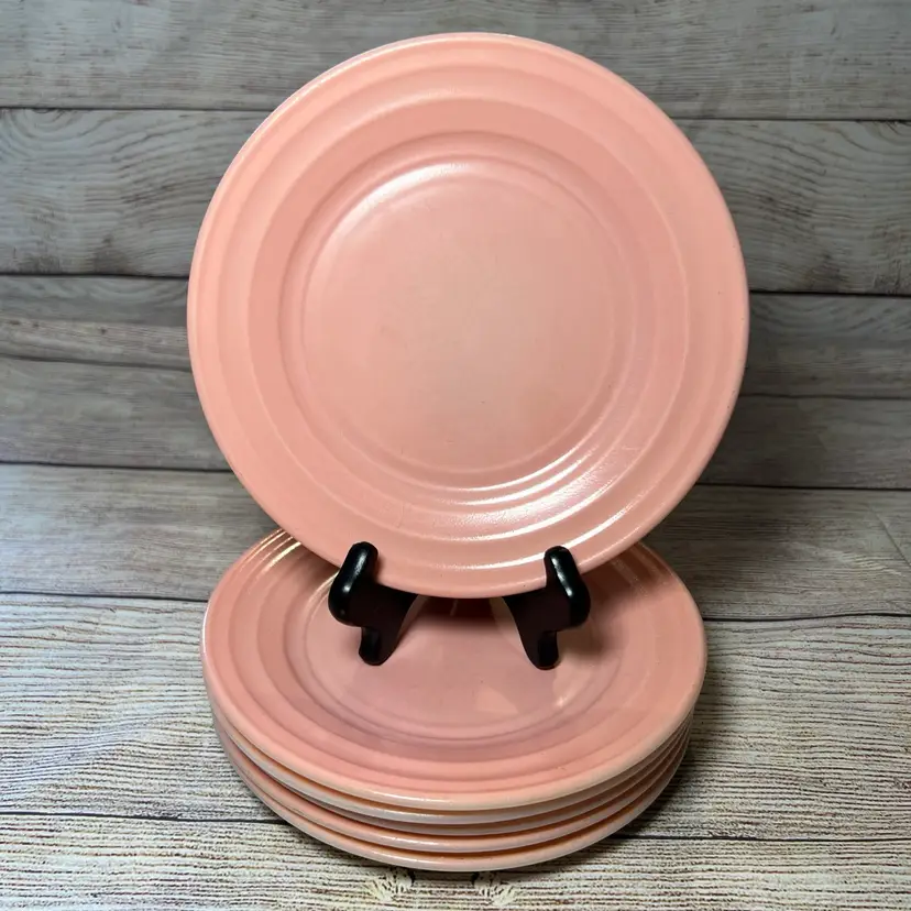 Vintage Pink Moderntone Salad Plates 7" Lot of 6 Hazel Atlas Platonite