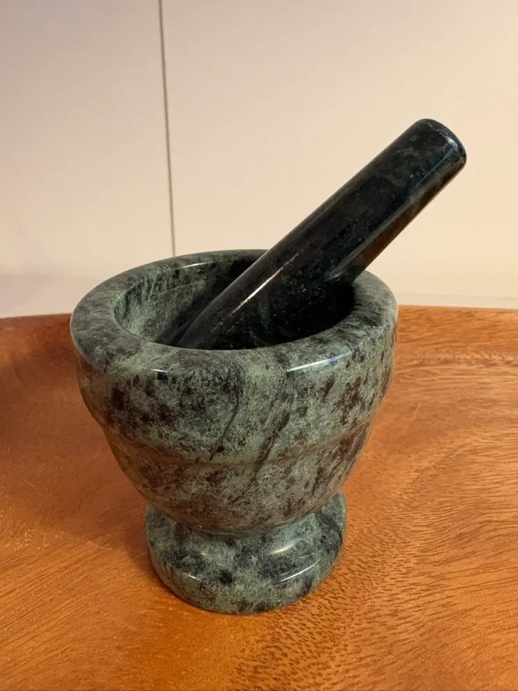 Green Marble Mortar And Pestle.