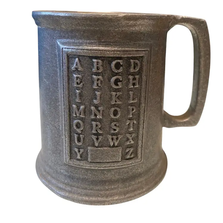 Vintage Wilton RWP Pewter Alphabet ABC Mug Stein Tankard Cup 3.5" Tall