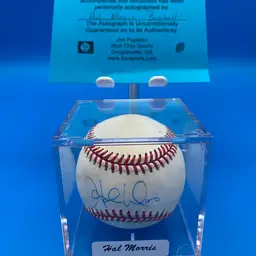 Hal Morris Autographed Rawlings Official National League Baseball w/ COA & Case
