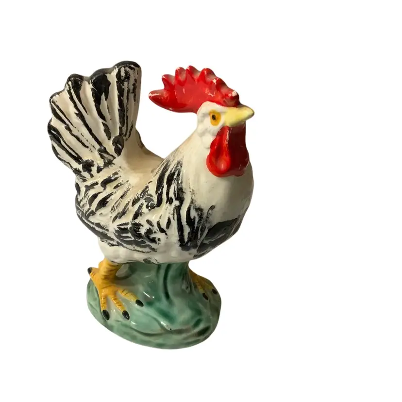 #09 - 6.5” Tall Vintage Japanese Made Ceramic White With Black Accent Chicken