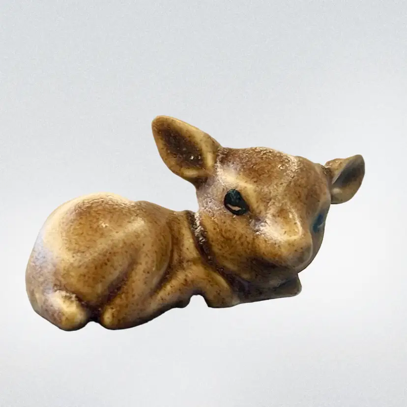 Vintage Miniature Ceramic Fawn Signed