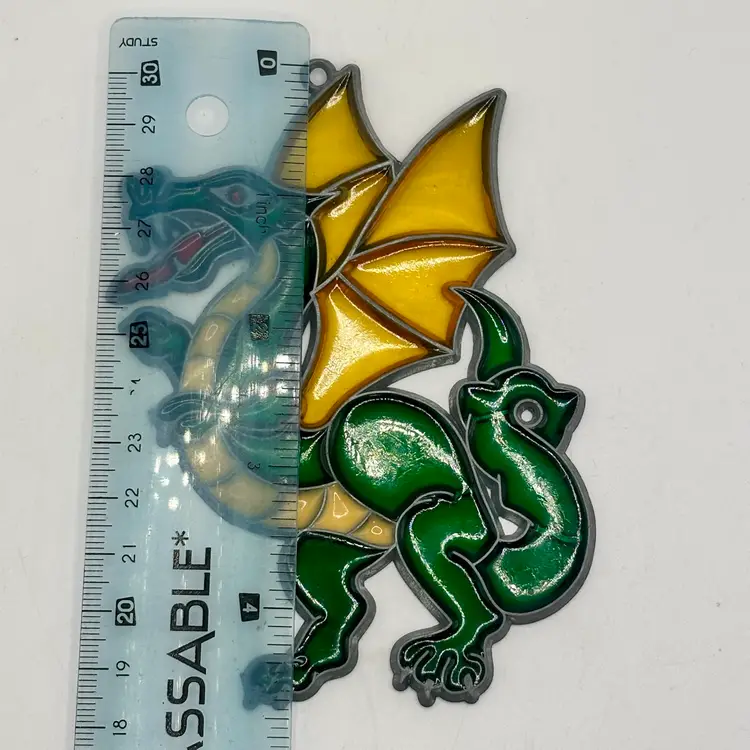 Vintage 1980/90’s Dragon Stained Glass Suncatcher 4.5”