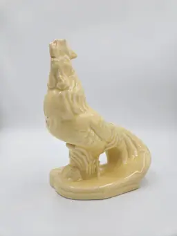 #C1 USA Yellow Glazed Ceramic Rooster Planter