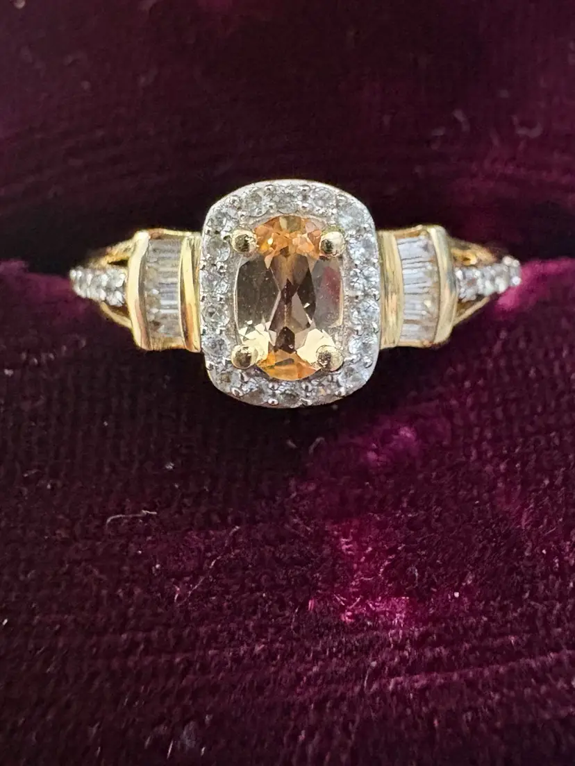 78. Sterling Vermeil Citrine and CZ Ring
