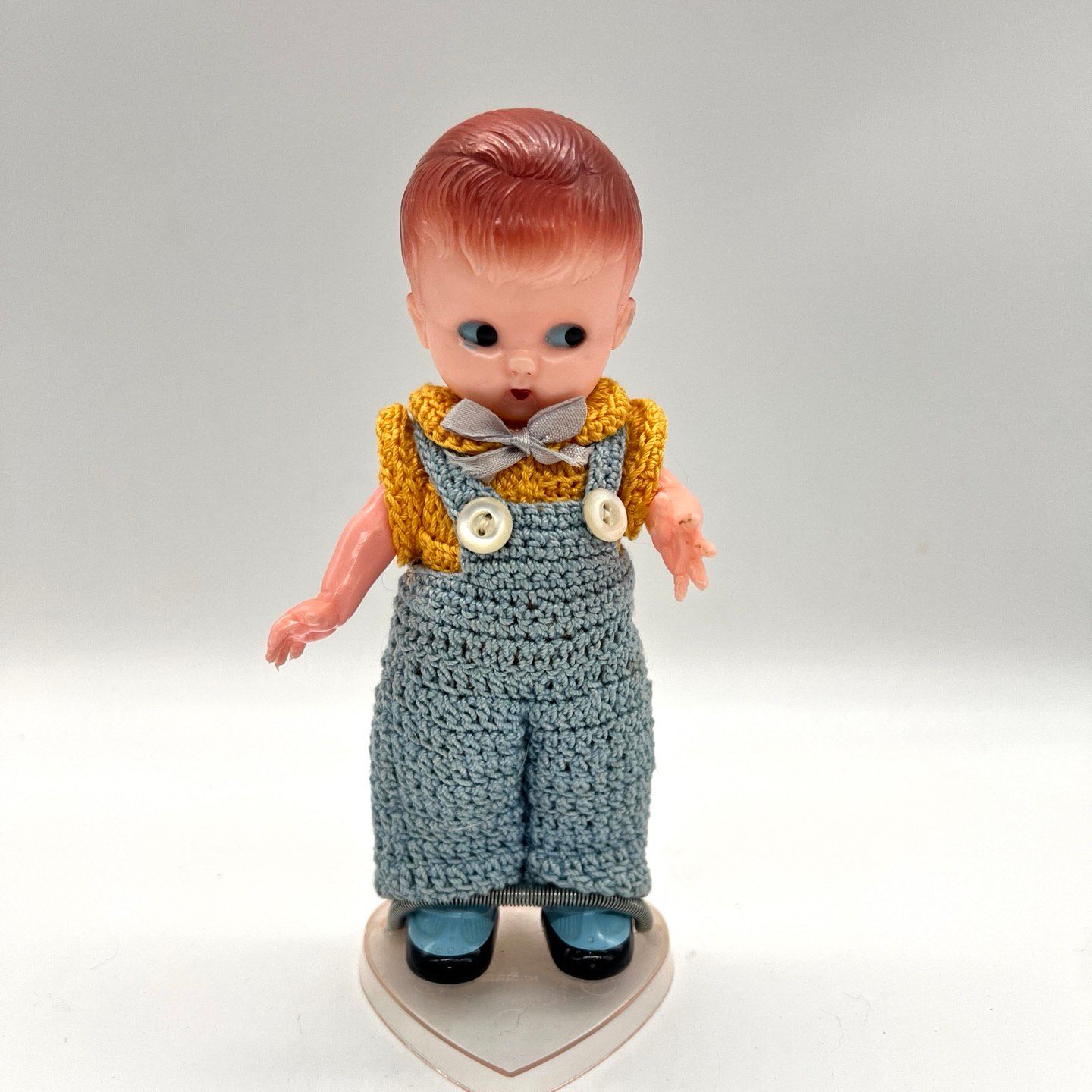 【値下】希少※ 1960年代 アメリカ Knickerbocker 可愛いドール Vintage Knickerbocker Rattle Boy Doll In Crochet Outfit With