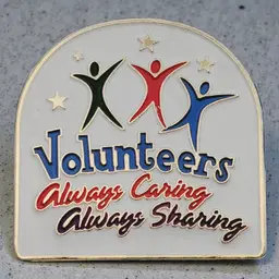 Volunteers Always Caring Always Sharing Enamel Hat Vest Lapel Pin Pinback