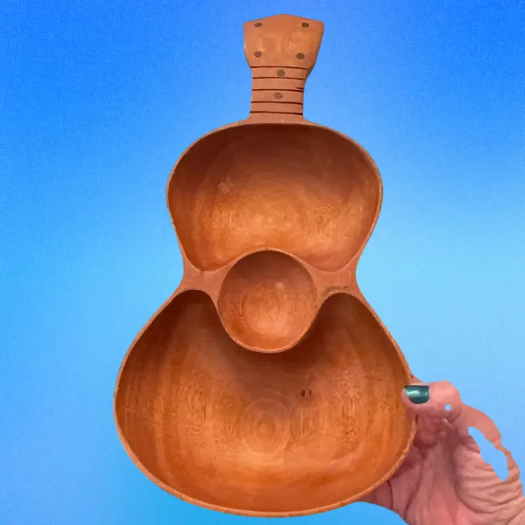 Vintage Kamari Wood Ukulele / Guitar Shaped Trinket Dish